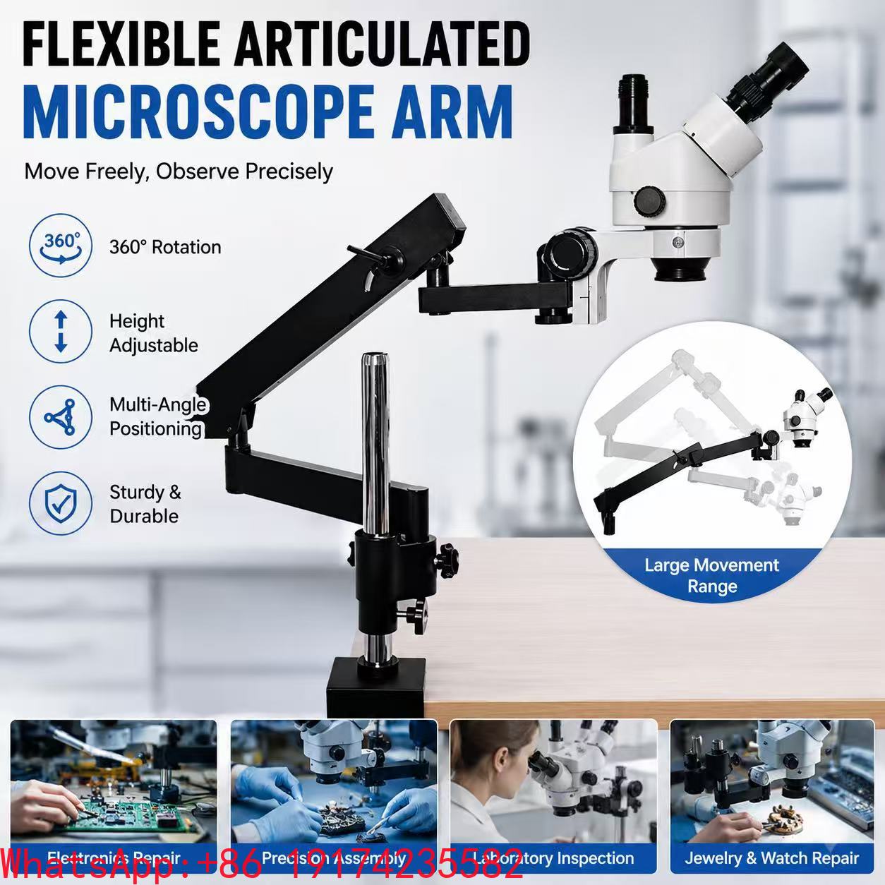 Articulating Arm Boom Stand Microscope - 유연하게 움직이는 관절형 암, 넓은 범위의