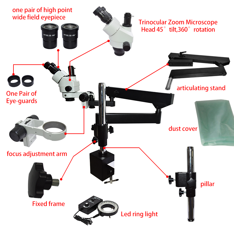 유연하게 움직이는 관절형 암, 넓은 범위의 움직임을 제 - Articulating Arm Boom Stand Microscope 리뷰 및 가격